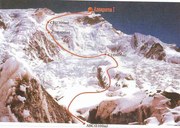 Mt Annapurna I Expedition Map