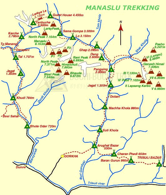 Mt Manaslu Expedition Map