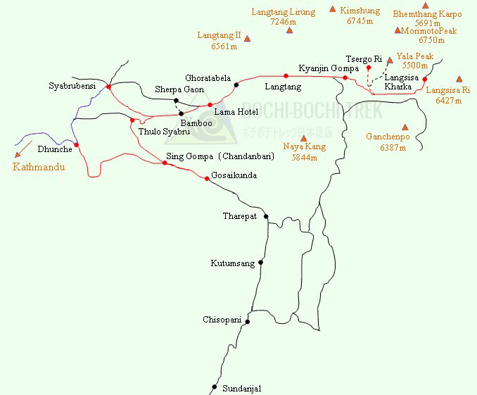 Langshisa Ri Peak Climbing Map