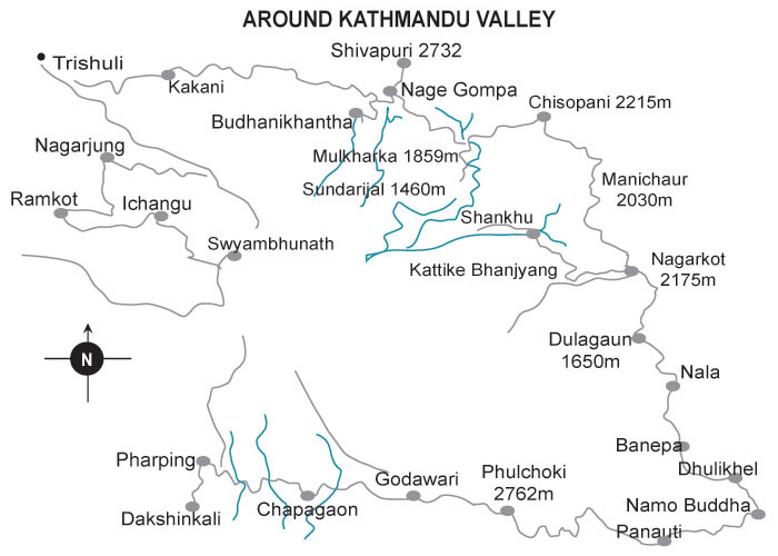 Kathmandu - Nagarkot - Bhaktapur Tour Map