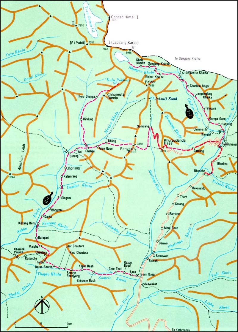 Ganesh Himal Trekking Map