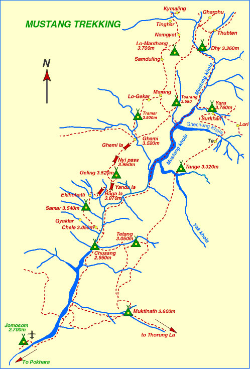 Upper Mustang Trekking Map